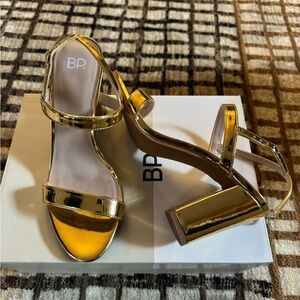 BP Women's Metallic Gold Block Heels